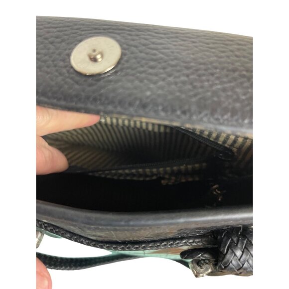 Brighton Black Leather Crocodile Print Embossed Satchel Bag - Picture 15 of 15